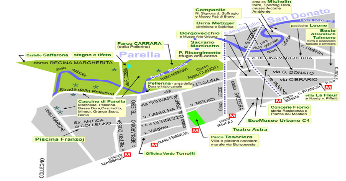 Cartina dei luoghi della circoscrizione 4 @ Ecomuseo urbano circoscrizione 4