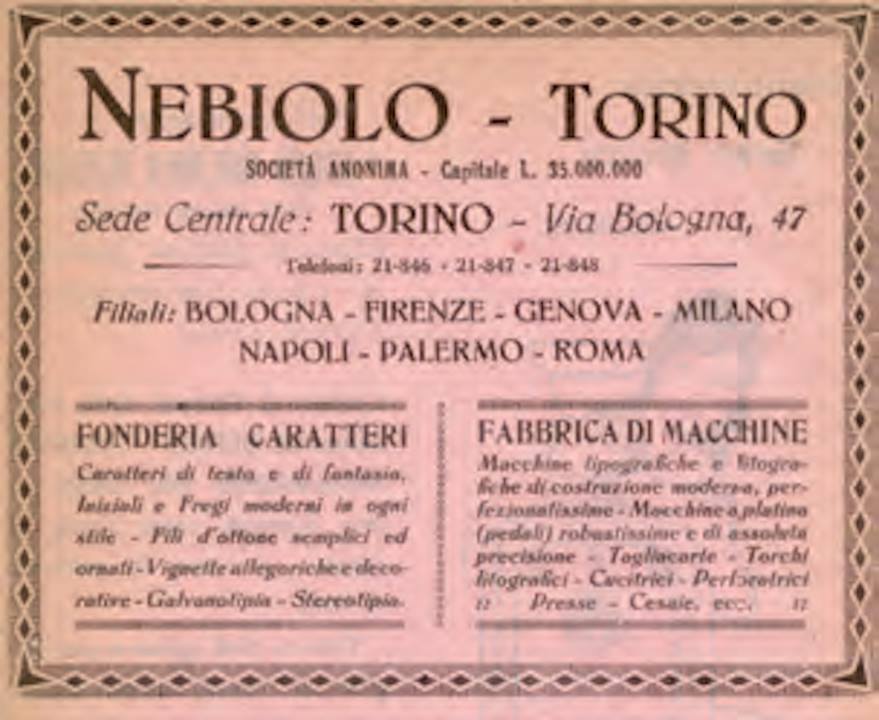 Manifesto della fabbrica @ Fabbrica di Nebiolo dagli anni '30
