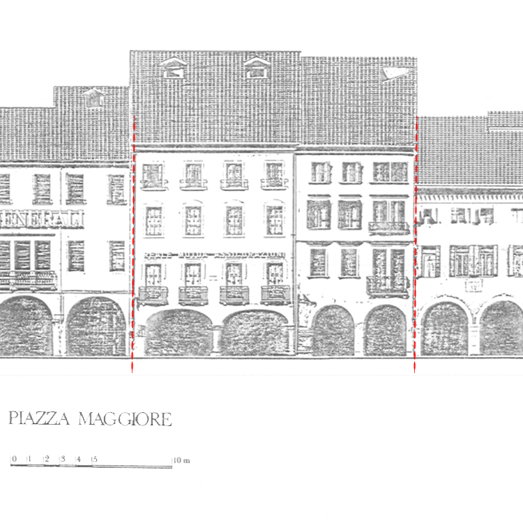 Disegno di facciata, 1980 - civico 10 @ Piazza Maggiore - facciate