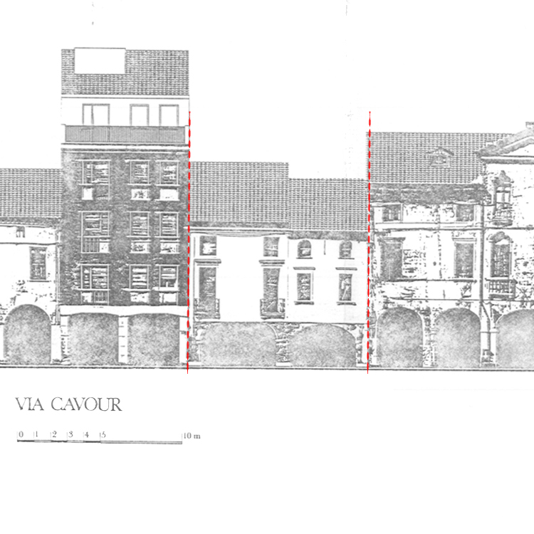 Disegno di facciata,1980 - civico 51 @ Via Cavour 39 - 51