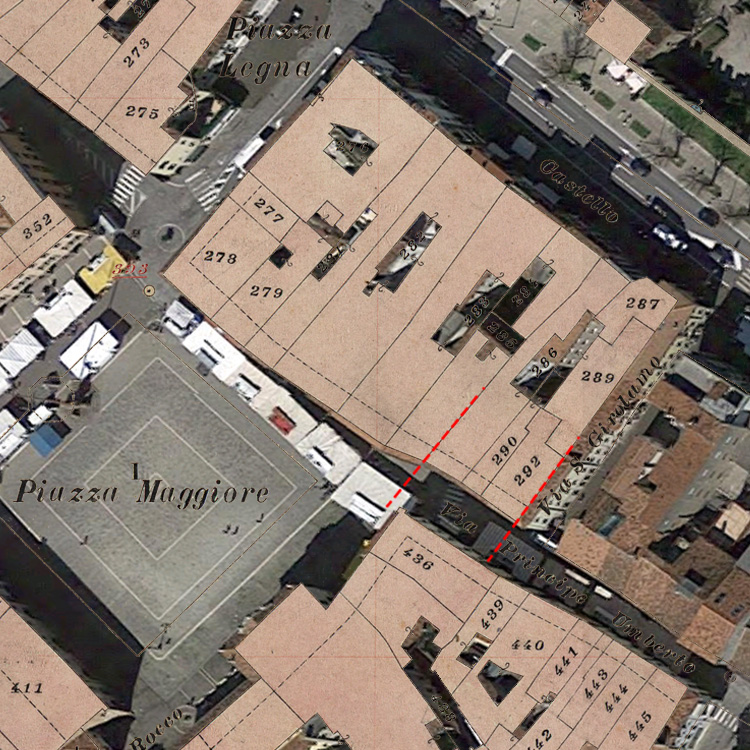 Catasto 1900 - civico 2 @ Piazza Maggiore - facciate