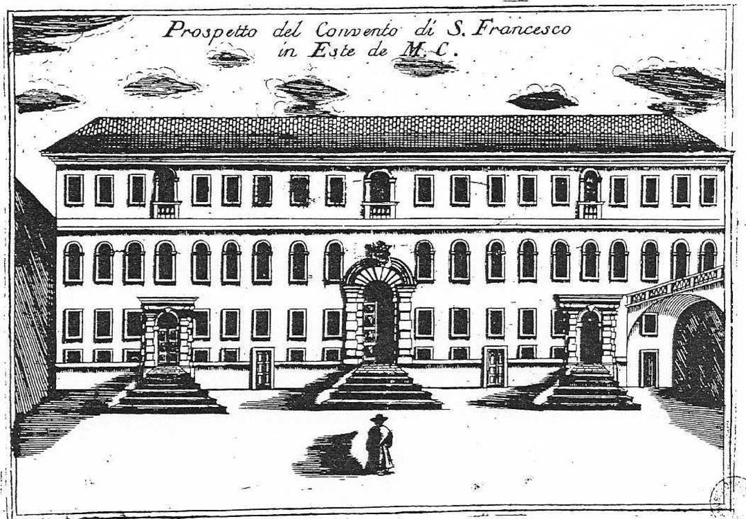 Facciata del convento, Coronelli, 1711 @ Complesso di San Francesco (ex-Vescovile)