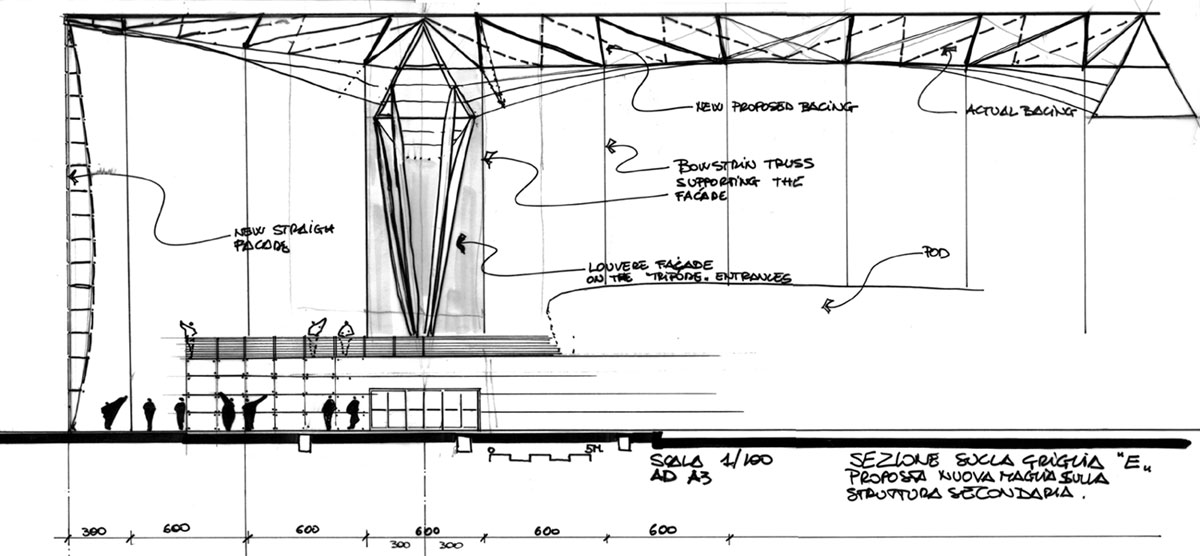 L'idea basein uno schizzo progettuale @ Oval Olympic Arena