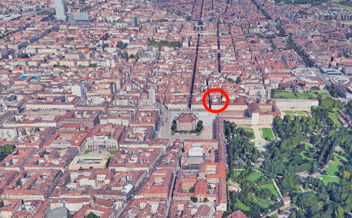 One of the aerial signs of Piazza Castello @ Chiesa di San Lorenzo