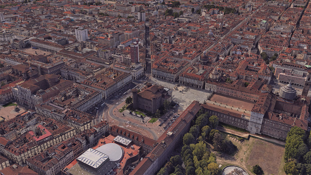 Vista aerea di via Pietro Micca da Piazza Castello @ Via Pietro Micca