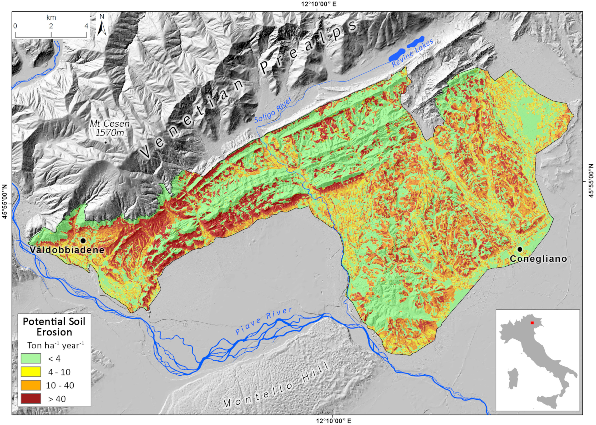 Il rischio di erosione @ Colline del Prosecco di Conegliano e Valdobbiadene