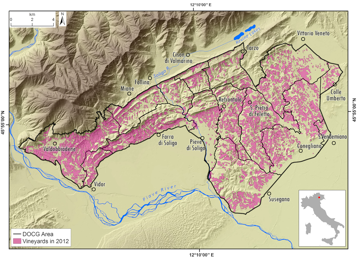 L' ambito del Sito UNESCO @ Colline del Prosecco di Conegliano e Valdobbiadene