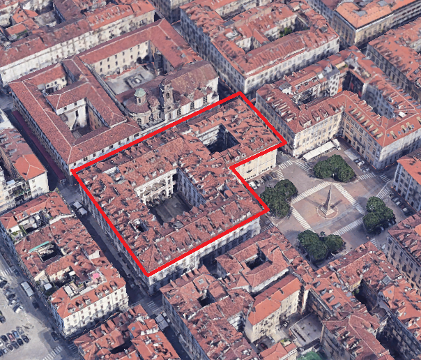 Il palazzo occupa un intero, grande isolato @ Palazzo Saluzzo Paesana