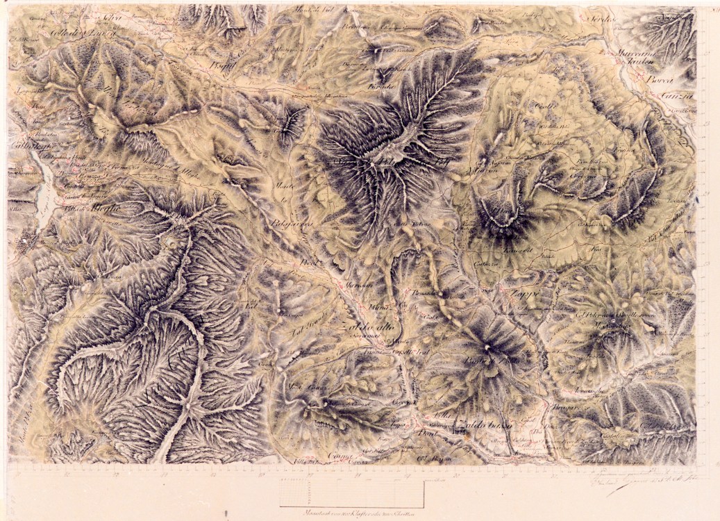 Le Dolomiti bellunesi nella carta di Von Zach @ Oronimi Bellunesi. Val di Zoldo (BL)