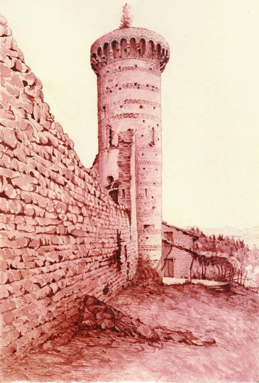 La torre in un disegno di Francesco Carandini @ Vecchia Torre